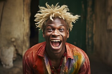 African blond smiling