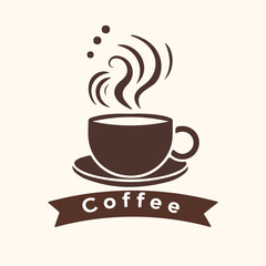 Vector simple and minimal Coffee Logo, Coffee cafe design Concept with white background 