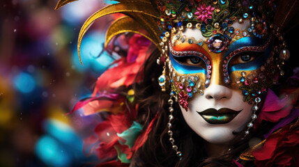 Fototapeta premium woman in the mask Mardi Gras festival