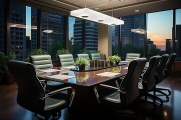 In this office of the top executive, a professional business interior reflects a world of corporate prowess and refinement