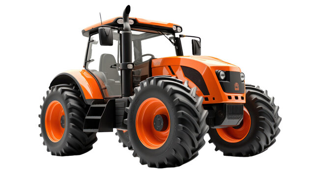 3D render of tractor on the transparent background