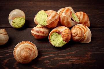 grape snails , stuffed in burgundy, french cuisine,
