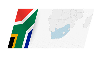South Africa map in modern style with flag of South Africa on left side.