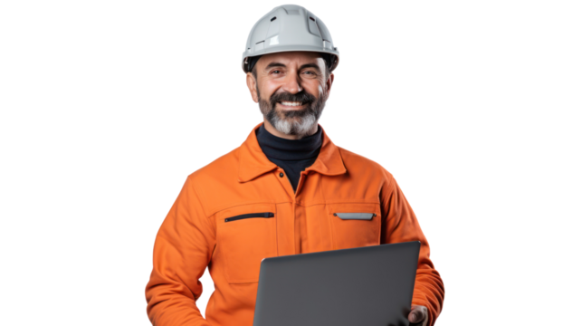 Engineer smiling portrait on the isolated background