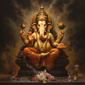 Beautiful images of Lord Ganesha. Generative AI