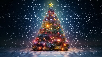 A beautifully decorated Christmas tree with a shining star on top