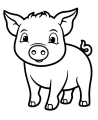 Obraz premium cartoon pig colorning book page for kids