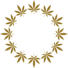 Cannabis also known as Marijuana Plant Leaf Silhouette Circle Shape Composition, can use for Decoration, Ornate, Wallpaper, Cover, Art Illustration, Textile, Fabric, Fashion, or Graphic Design Element