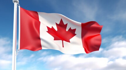A Canadian flag fluttering in the breeze