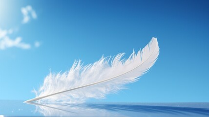 Minimal blue sky feather clouds sunlight hyper beautiful image Ai generated art