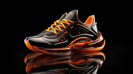 Ultra modern sneaker design, sports shoes on a dark background.