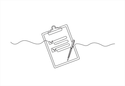recommend clip art: Clipboard with checklist. Continuous line one drawing. Vector illustration. Simple line illustration.