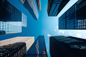 Fototapeta na wymiar Modern office buildings in the financial district. Skyscrapers in the sky