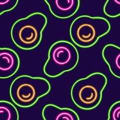 seamless pattern avocado glowing desktop icon, neon avocado sticker, neon figure, glowing figure, neon geometrical figures 