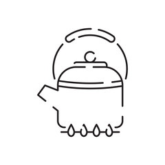 Teacup line icon icon. Teapot or samovar flat icon. Thin line signs for design logo, visit card. Symbol for web design or mobile app. Cup outline pictogram