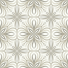 Fototapeta premium Vector seamless pattern. Abstract texture with wavy stripes. Creative background with distorted lines. Decorative beige pattern for textile, fabric, fashion, wallpaper.