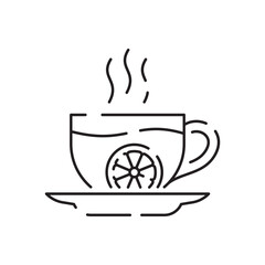 Teacup line icon icon. Teapot or samovar flat icon. Thin line signs for design logo, visit card. Symbol for web design or mobile app. Cup outline pictogram