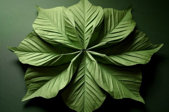 Eco-friendly folded leaf design. Generative AI