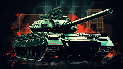 Sci-Fi Military Tank. Tank battle
