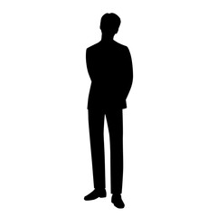 Vector silhouette of man  standing, business people, black color,  isolated on white background