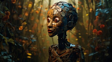 Obraz premium Robots in the world of bold graphic images beautiful photo Ai generated art