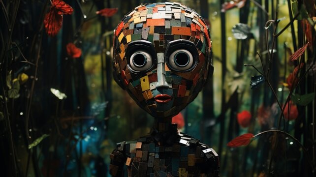 Robots in the world of bold graphic images beautiful photo Ai generated art