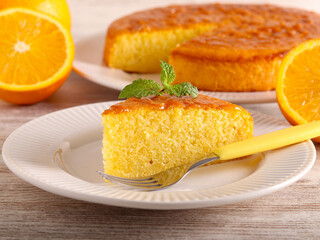 Orange cake, sliced