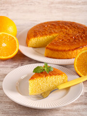 Orange cake, sliced