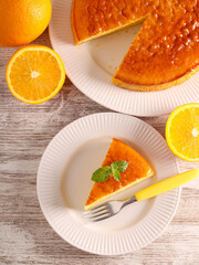 Orange cake, sliced