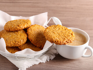  biscuits with cup of coffee