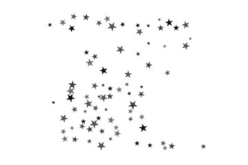 Star confetti. Silver casual confetti background. Bright design pattern.