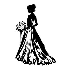 Bride and groom, Bride and groom silhouette, Bride and groom svg, Bride and groom png, wedding clipart, bride PNG, bride silhouette, 