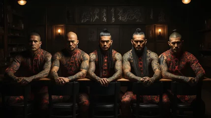 Foto op Aluminium A man with yakuza style tattoos. dangerous people, concept: mafia and criminal gangs in Japan. © Marynkka_muis_ua