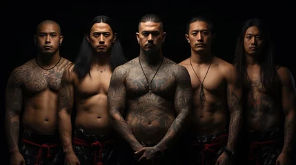 Foto op Aluminium A man with yakuza style tattoos. dangerous people, concept: mafia and criminal gangs in Japan. © Marynkka_muis