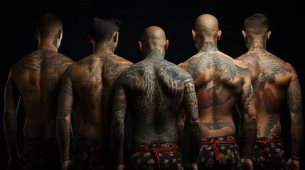 Foto op Plexiglas A man with yakuza style tattoos. dangerous people, concept: mafia and criminal gangs in Japan. © Marynkka_muis_ua
