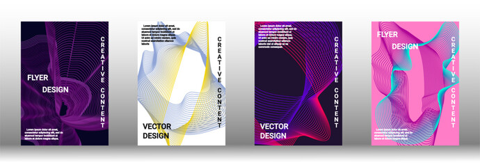 A set of modern abstract covers with abstract gradient linear waves.