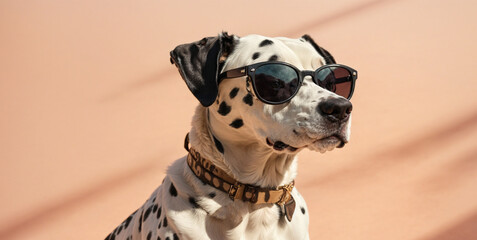 Awsome cool dog with sunglasses, pastel colors background