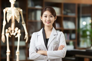 Asian Woman Chiropractor Professional Backdrop Generative AI
