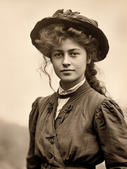 Retro Portrait of Unknown Young Woman from the turn of the Century Around 1880 to 1930 Wallpaper...