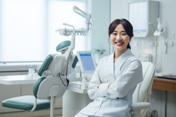 Asian Female Dentist Industry Professional Background Generative AI