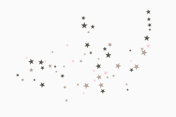 Star confetti. Silver casual confetti background. Bright design pattern.