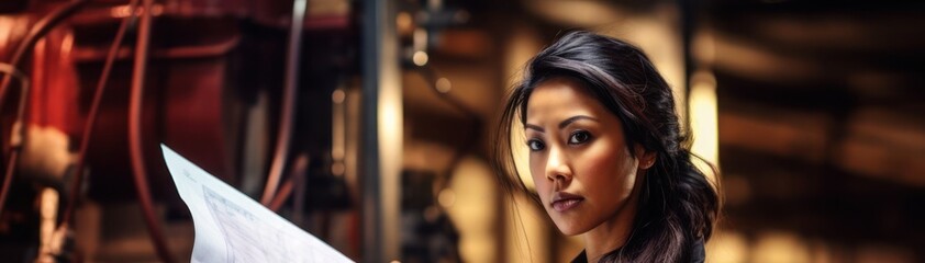 Asian Woman Engineer Employee Lifestyle Backdrop Generative AI