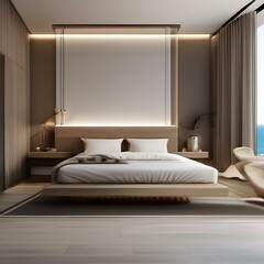 A coastal, beachfront bedroom with driftwood furniture, seashell decor, and panoramic sea views5