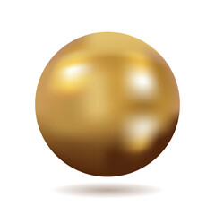 3d gold shape sphere. Metal simple figure for your design on isolated background. Vector illustration