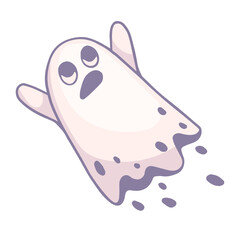 Cute ghost character. Vector graphics.