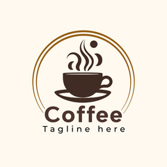 Vector simple and minimal Coffee Logo, Coffee cafe design Concept with white background 