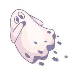 Cute ghost character. Vector graphics.