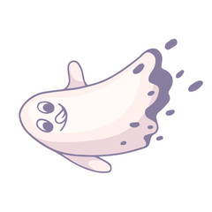 Cute ghost character. Vector graphics.