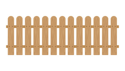 Fototapeta premium Wooden fence isolated on white background, vector illustration