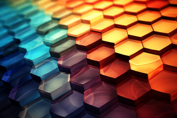 Hexagon Grid Cells Gradient Background. Abstract Honeycomb Pattern. Multi Colored Geometric Banner. AI Generative